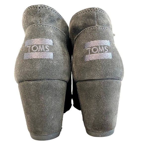 Toms Grey Suede 2.75” Wedge Booties / Shooties for Work Casual Day Out Size 7.5 - Picture 5 of 13